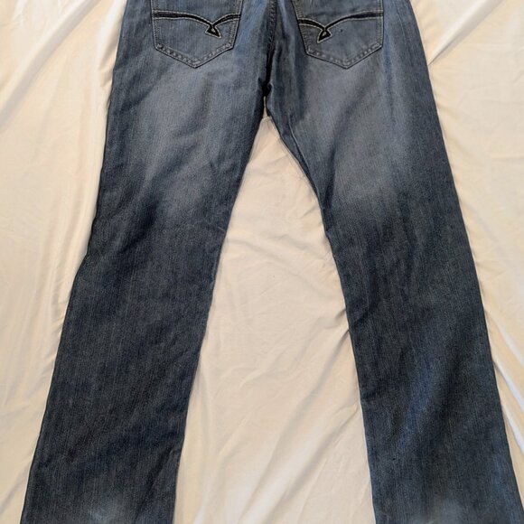 VTG Y2K Old Skool Metallic Whisker Jeans Size 32X31 - Picture 5 of 9